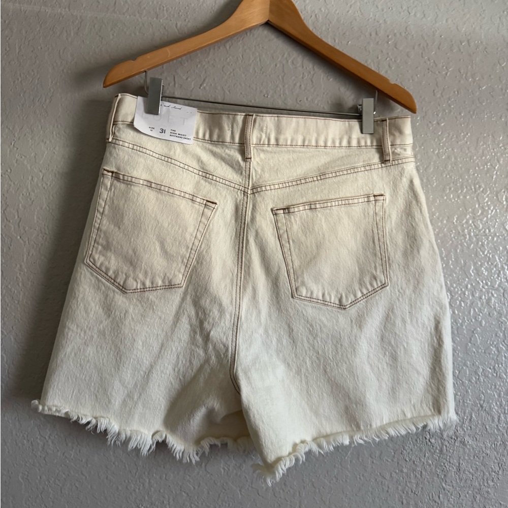 NWT LOFT Fresh Cut High Waist Boyfriend Shorts In Whitewashed - Picture 5 of 5